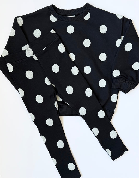 Zara Black & White Polkadot Sweater & Ribbed Leggings Set (4T)