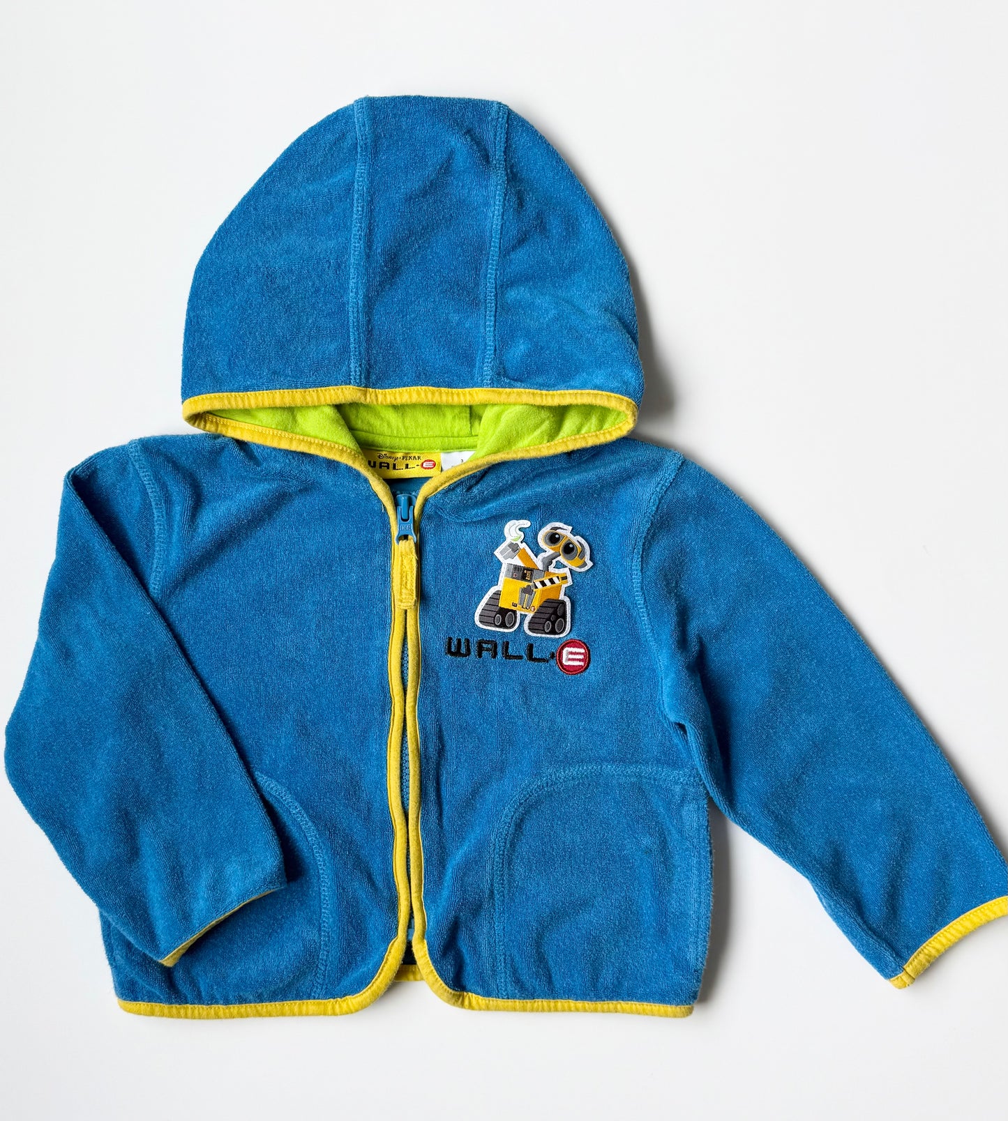 Disney Pixar Walle Blue & Yellow Terry Zip Up Hoodie (3T)