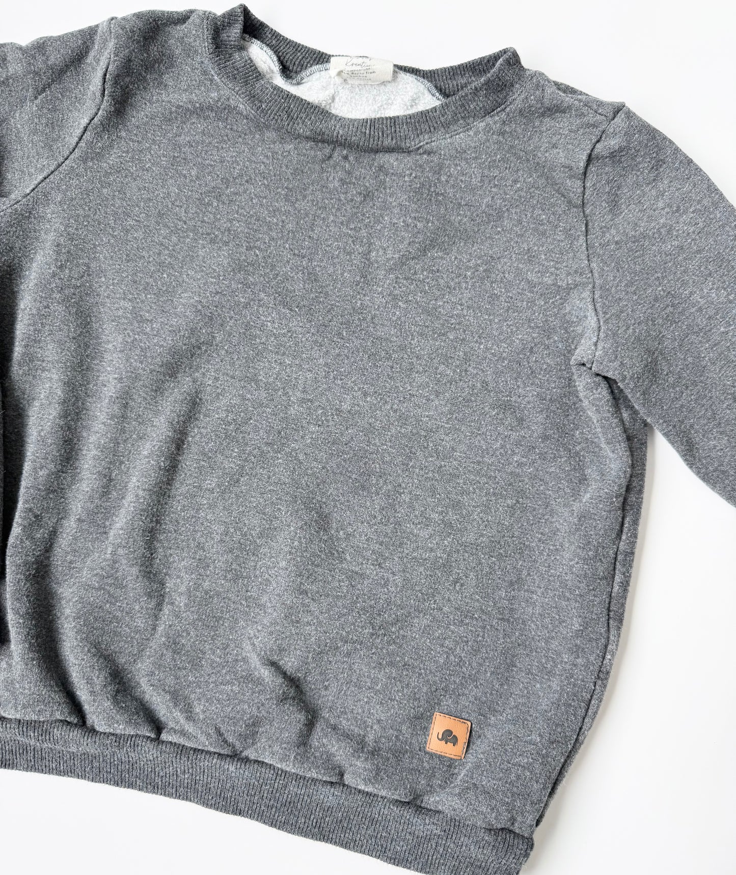 Klara’s Kreations Grey Elephant Crewneck Sweater (4-5 Years)
