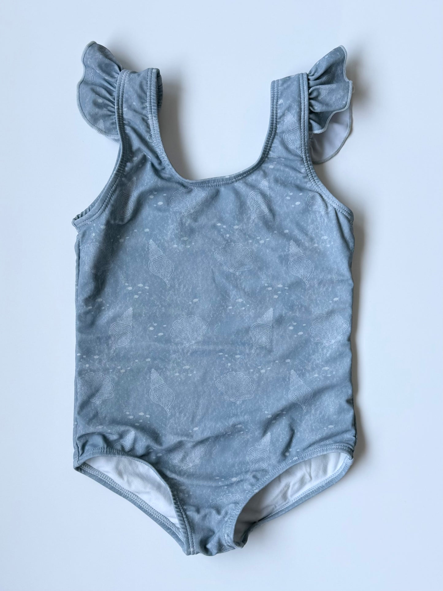 Current Tyed “Cove” Blue Shells Ruffle Shoulder One Piece Swimsuit (2/3 Years)