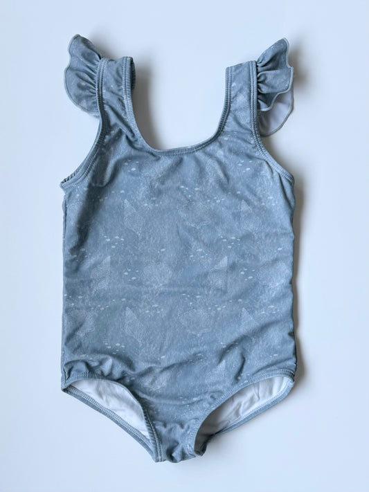 Current Tyed “Cove” Blue Shells Ruffle Shoulder One Piece Swimsuit (2/3 Years)