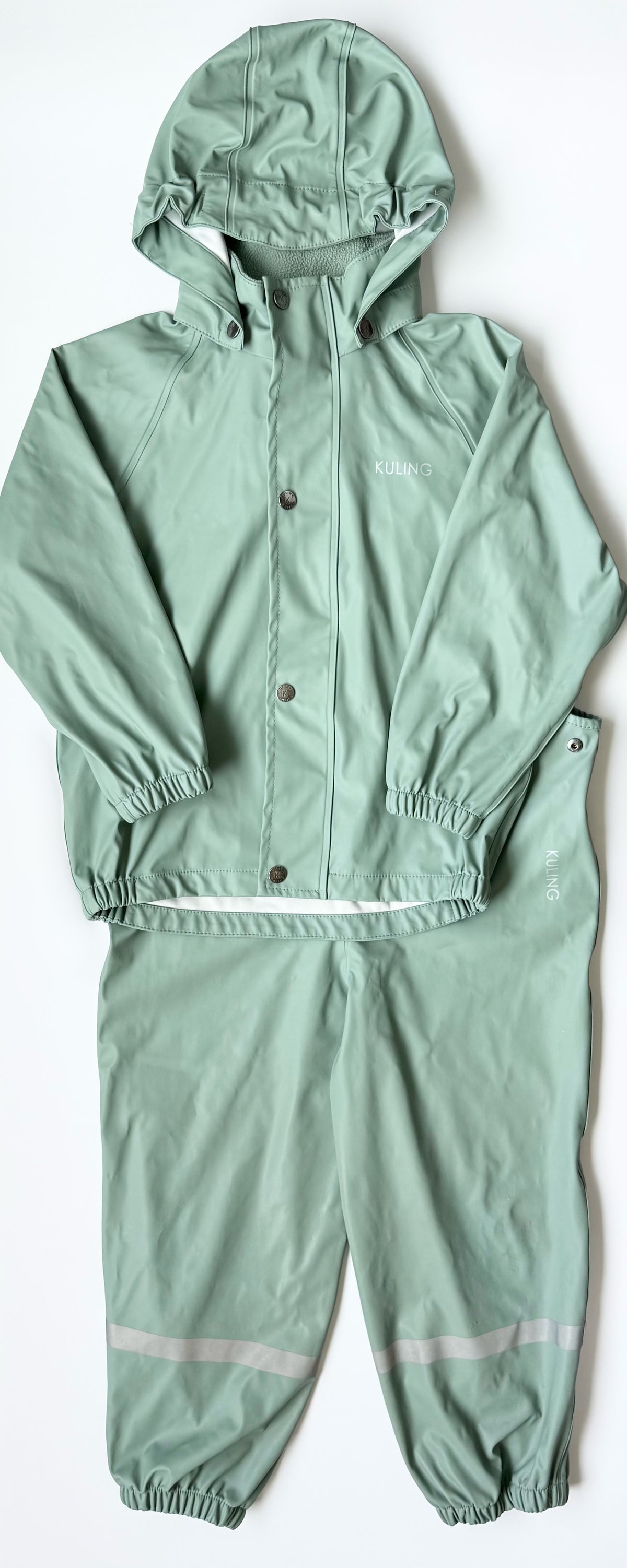 Kuling Green Rain Coat & Pants Matching Two Peice Set (4-5 Years)
