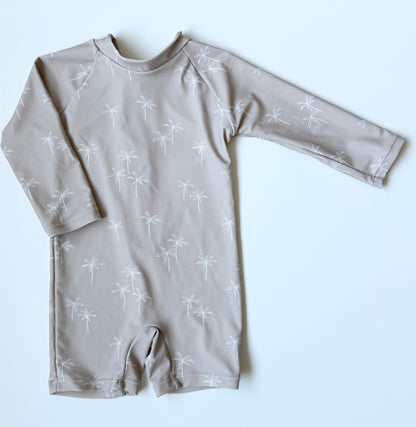 Current Tyed “The Oliver” Beige Palm Trees Sunsuit (12 Months)