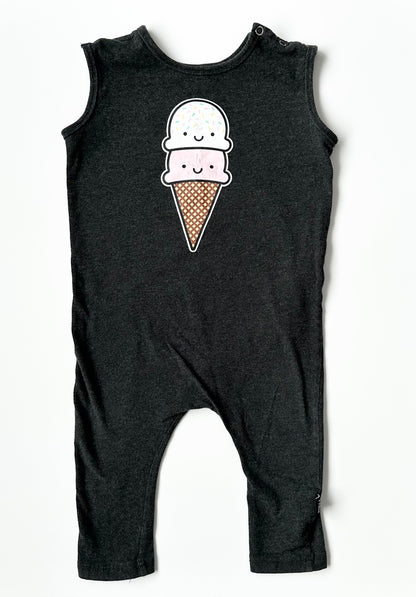Whistle & Flute Ice Cream Dark Grey Sleeveless Romper (1-2 Years)