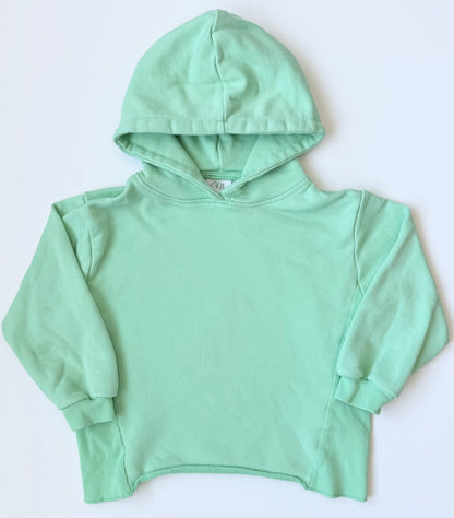 Zara Bright Green Hoodie & Ribbed Biker Shorts Set (4-5 Years)
