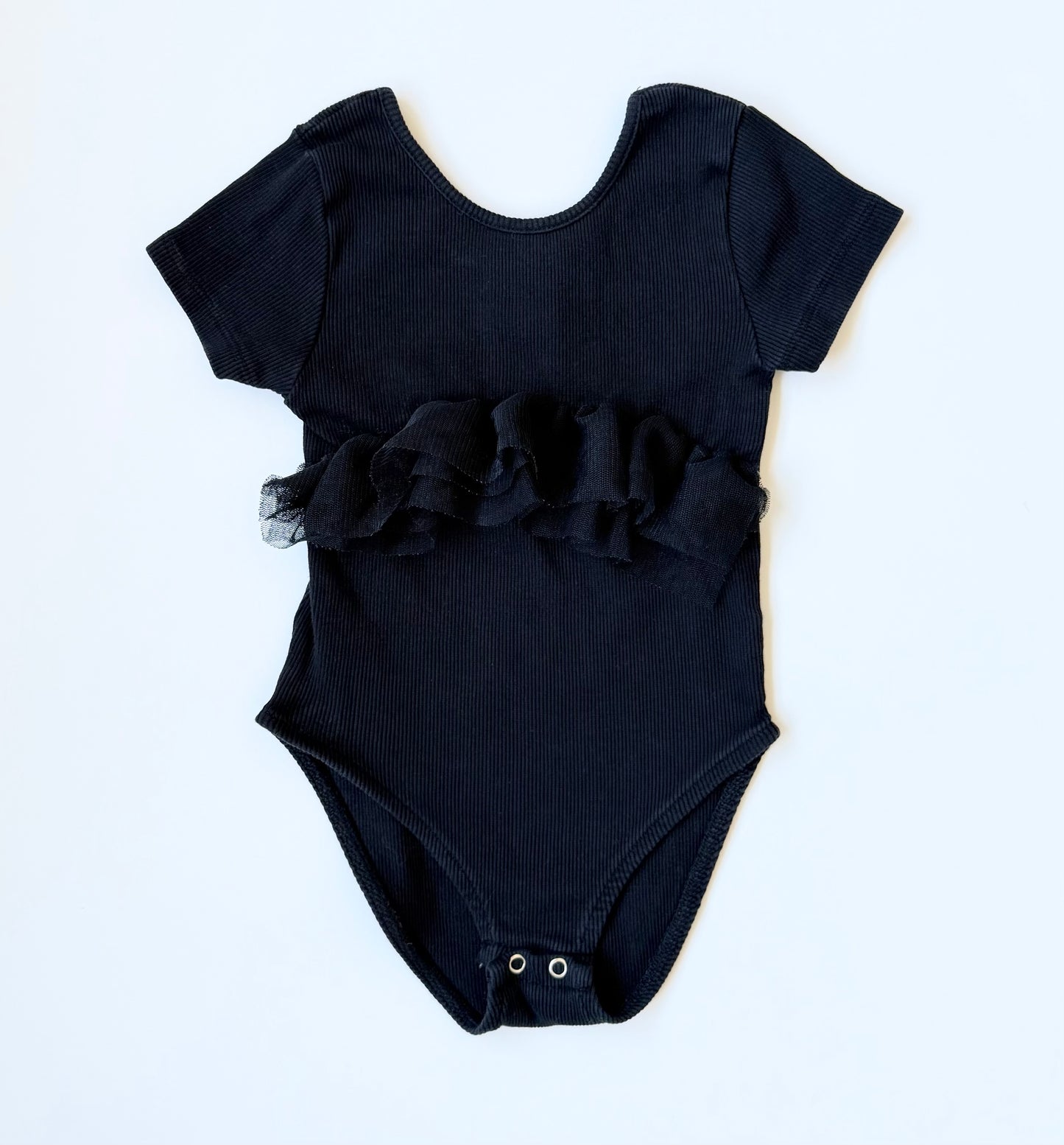 Zara Black Ribbed Tutu Short Sleeve Bodysuit (3-4 Years)