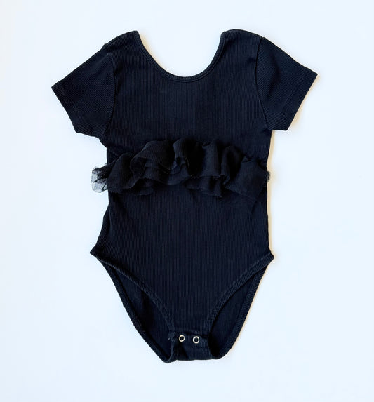Zara Black Ribbed Tutu Short Sleeve Bodysuit (3-4 Years)