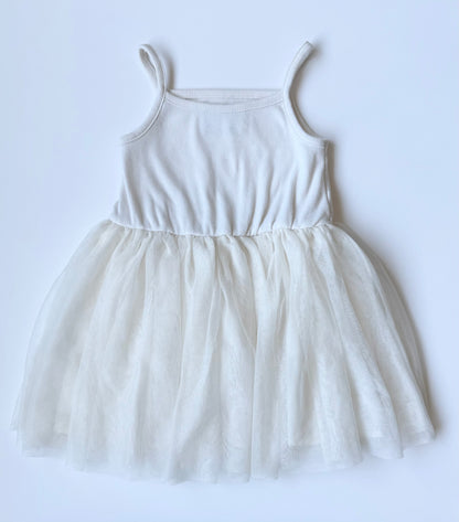 Old Navy White Ribbed Tulle Tank Dress (2T)