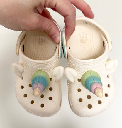 Crocs White & Pastel Sparkle Rainbow Unicorn Slip On Clogs (7)