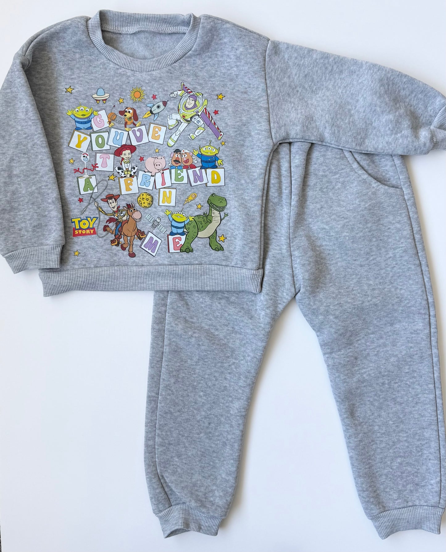 Disney Pixar Toy Story Grey “You’ve Got A Friend In Me” Sweater & Pants Set (2T)