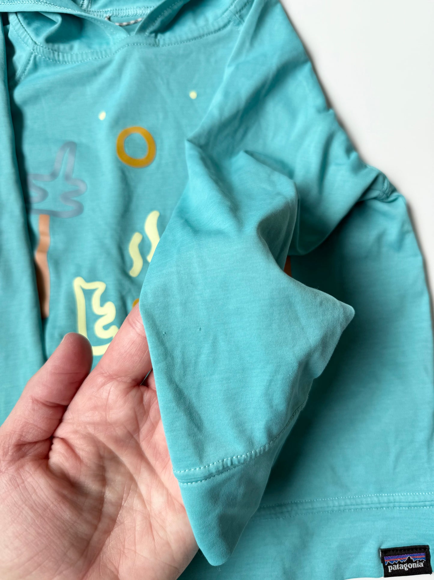 Patagonia Capilene Cool Daily Blue “Camp With Friends” Hooded Long Sleeve (3T)