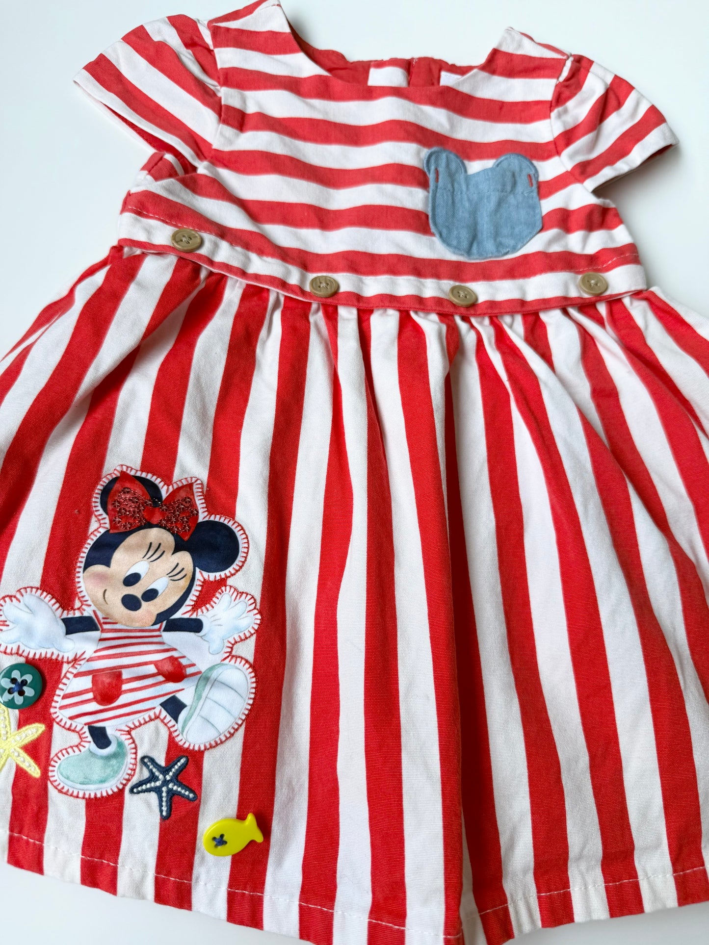 The Disney Store Red & White Stripped Minnie Mouse Dress (6-9 Months)