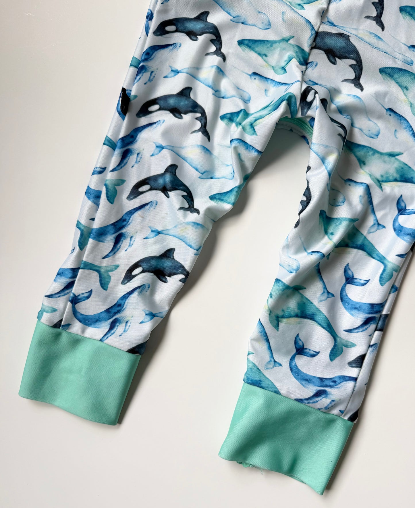 Honeysuckle Swim Light Blue Whales Full Coverage Sunsuit (3T)