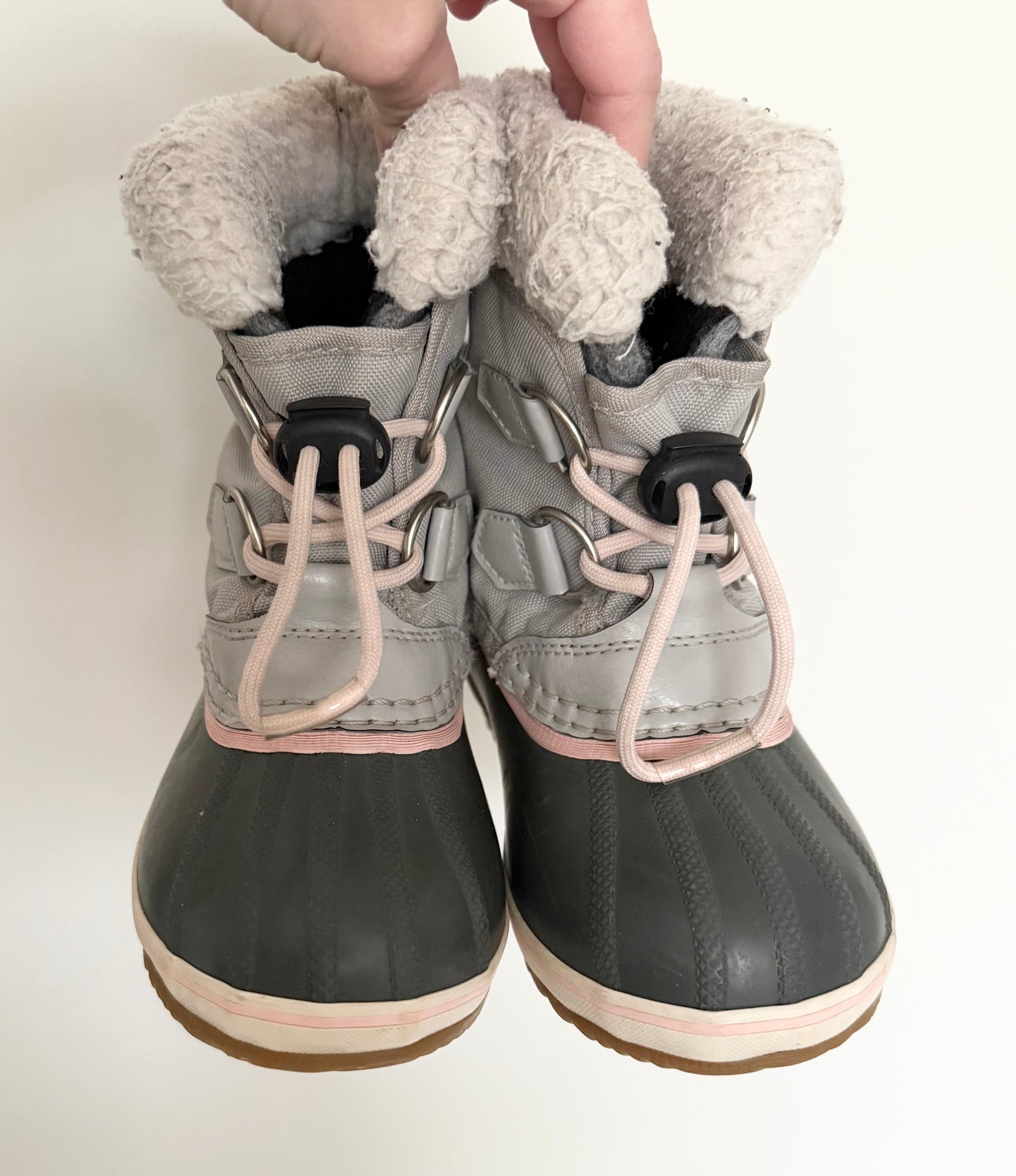 Sorel Yoot Pac Light Grey & Pink Nylon Winter Boots (10)
