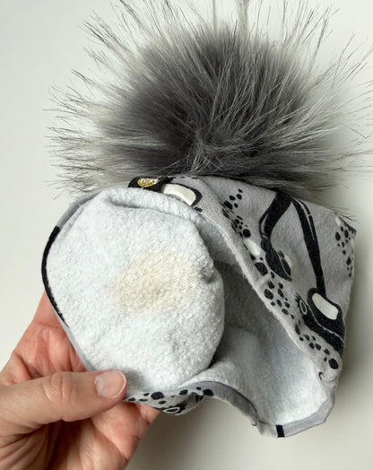 Fil & Miel Grey Construction Trucks Pom Beanie (6-18 Months)