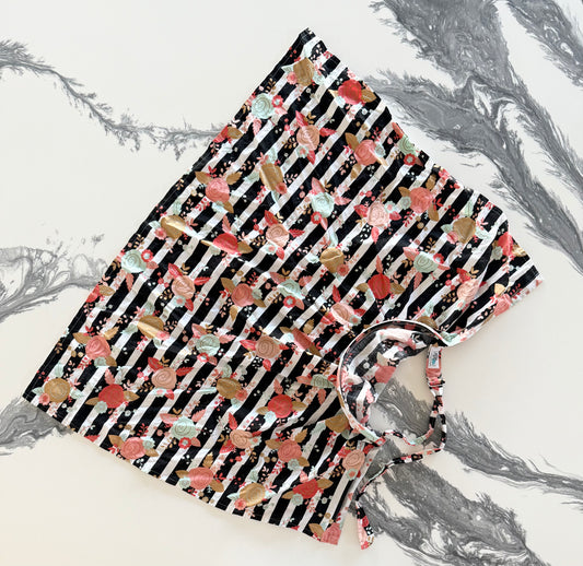 Playful Peanut Striped Floral Nursing Cover