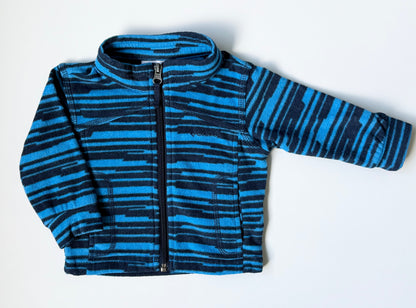 Columbia Blue & Black Striped Fleece Zip Up (6-12 Months)