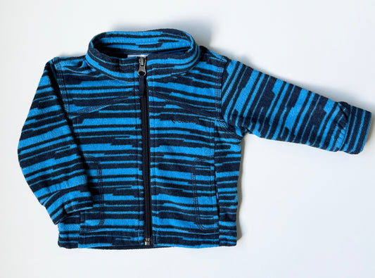 Columbia Blue & Black Striped Fleece Zip Up (6-12 Months)