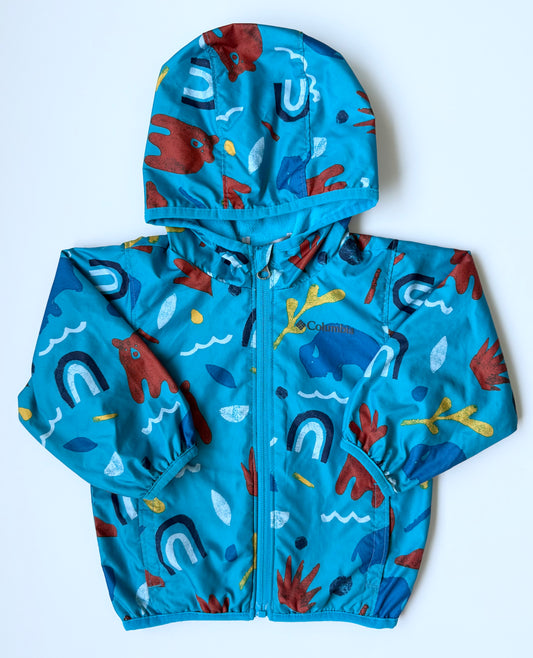 Columbia Mini Pixel Grabber II Fleece Lined Wind Jacket in Ocean Blue Joyful Shapes (12-18 Months)