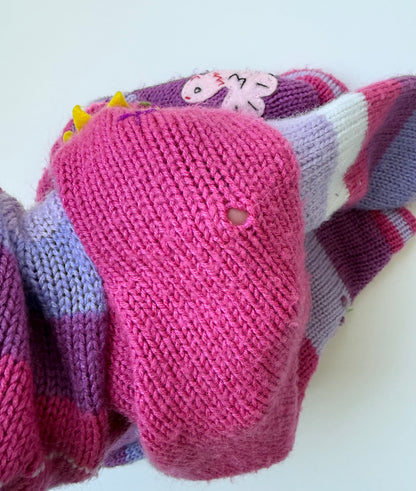 Made in Peru Pink & Purple Desert Knit Hooded Zip Up Sweater (2T)