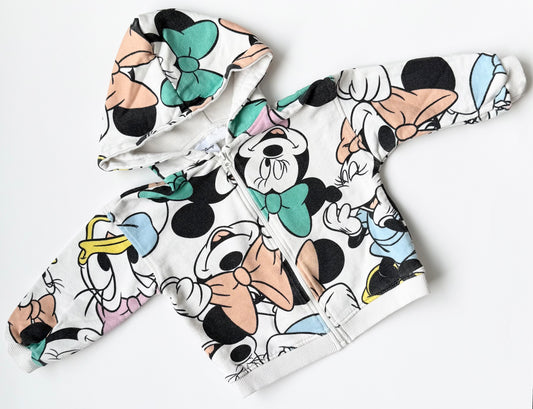 Zara x Disney White & Colorful Minnie & Daisy AOP Zip Up Hoodie (18-24 Months)