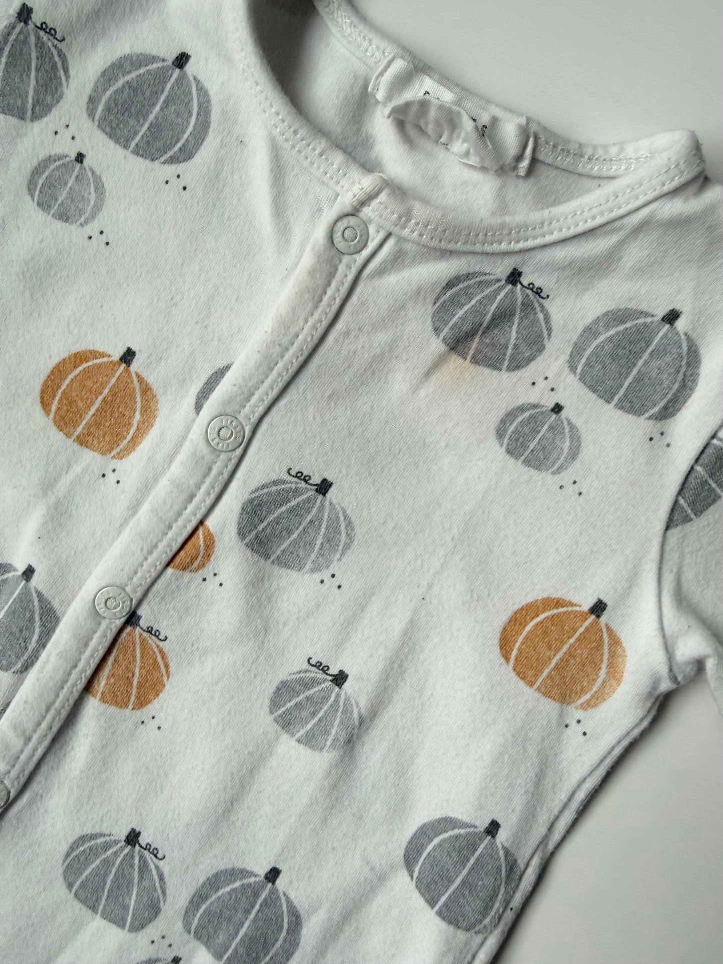 Firsts by Petit Lem White Pumpkins Snap Sleeper (9 Months)