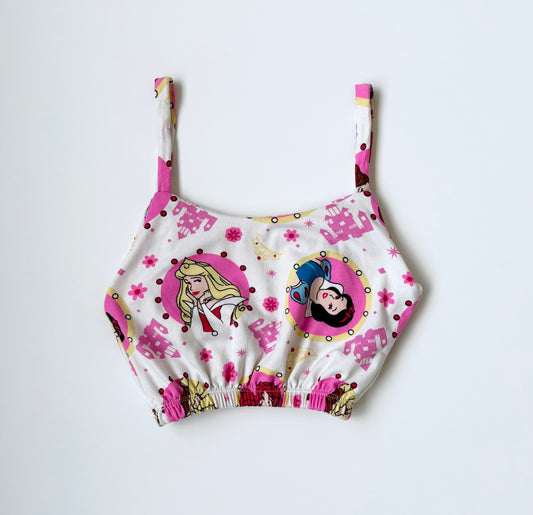 Handmade Disney Princesses Pink & White Crop Top Tank (3-4 Years)