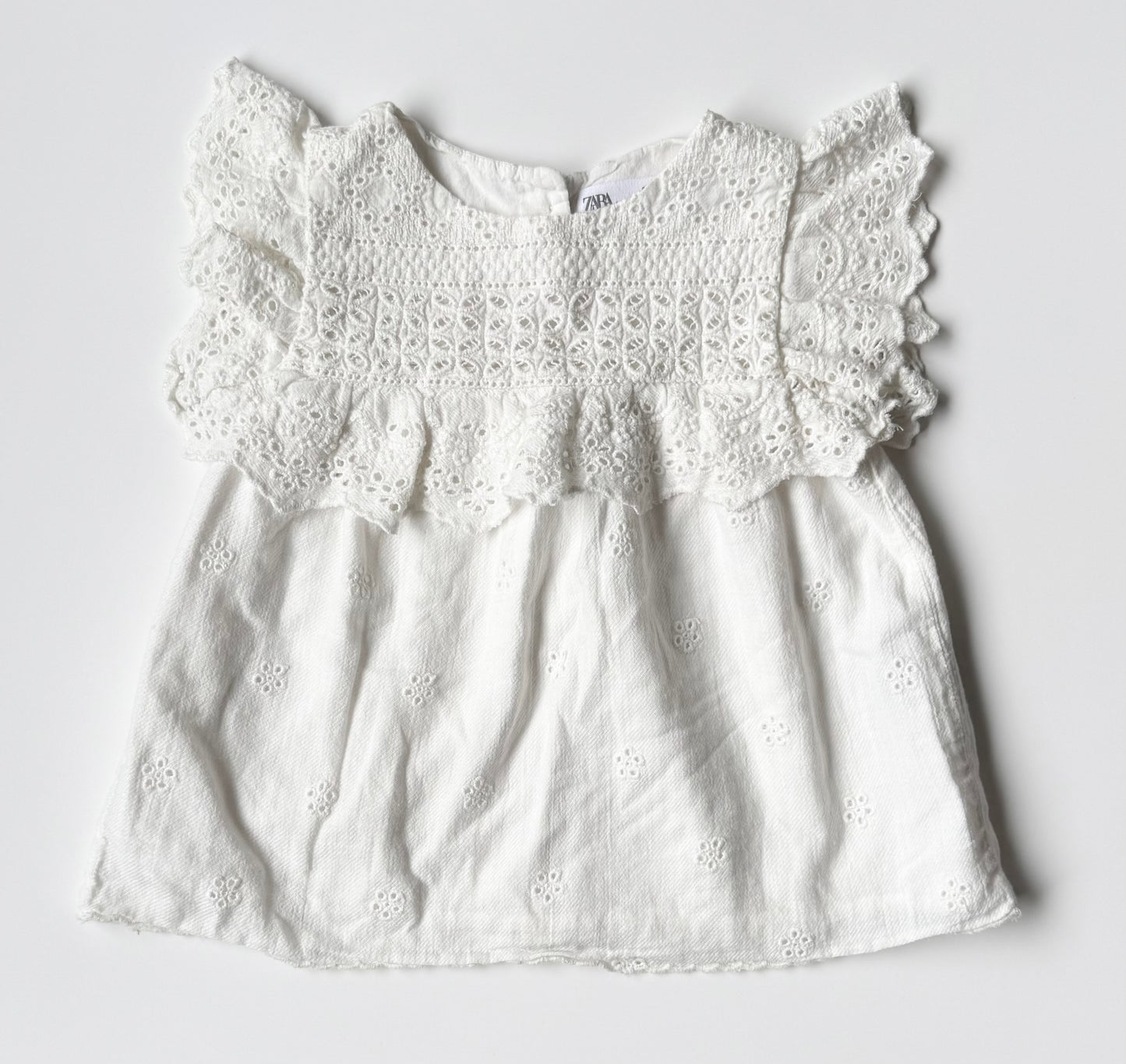 Zara White Linen & Lace Sleeveless Top (3-4 Years)