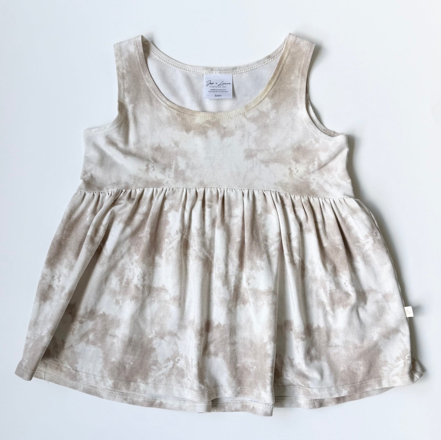 Jax & Lennon Beige Marbled Flowy Tank Top (3/4 Years)