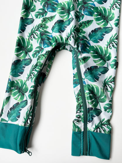 Honeysuckle Swim Green Jungle Leaves Full Coverage Sunsuit (2T)