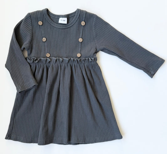 PatPat Dark Grey Ribbed Dress (12-18 Months)