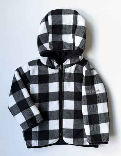 Columbia Black Quilted & Fleece Checkered Reversible Jacket (12-18 Months)