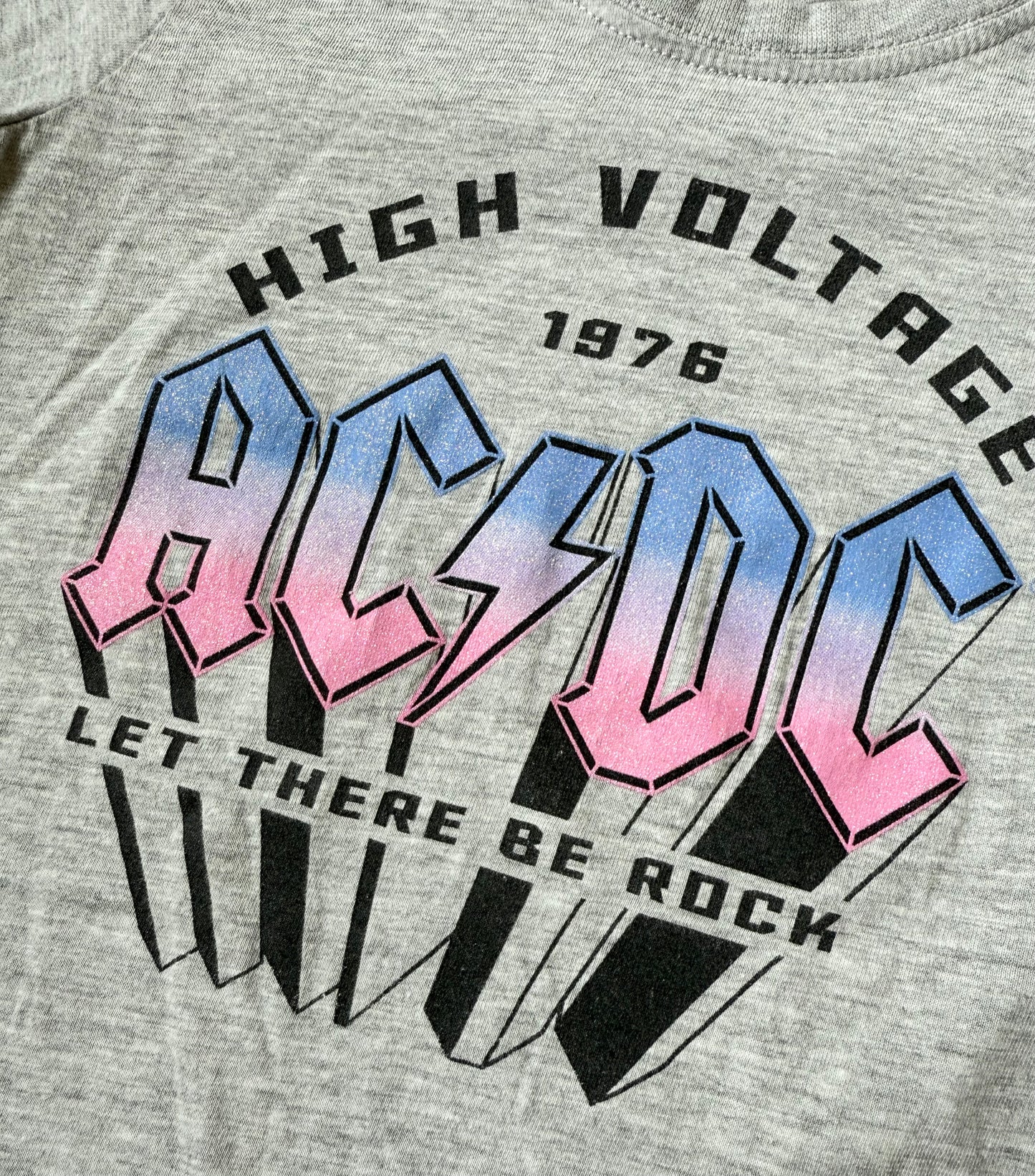 AC/DC Grey & Sparkle Letter T-Shirt (4-5 Years)