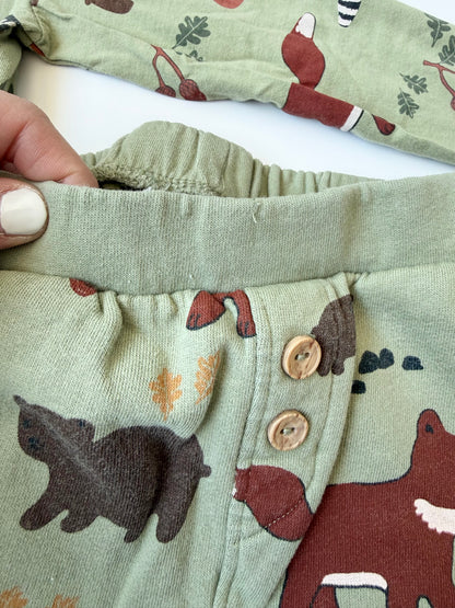 H&M Green Woodland Creatures Long Sleeve & Pants Set (12-18 Months)