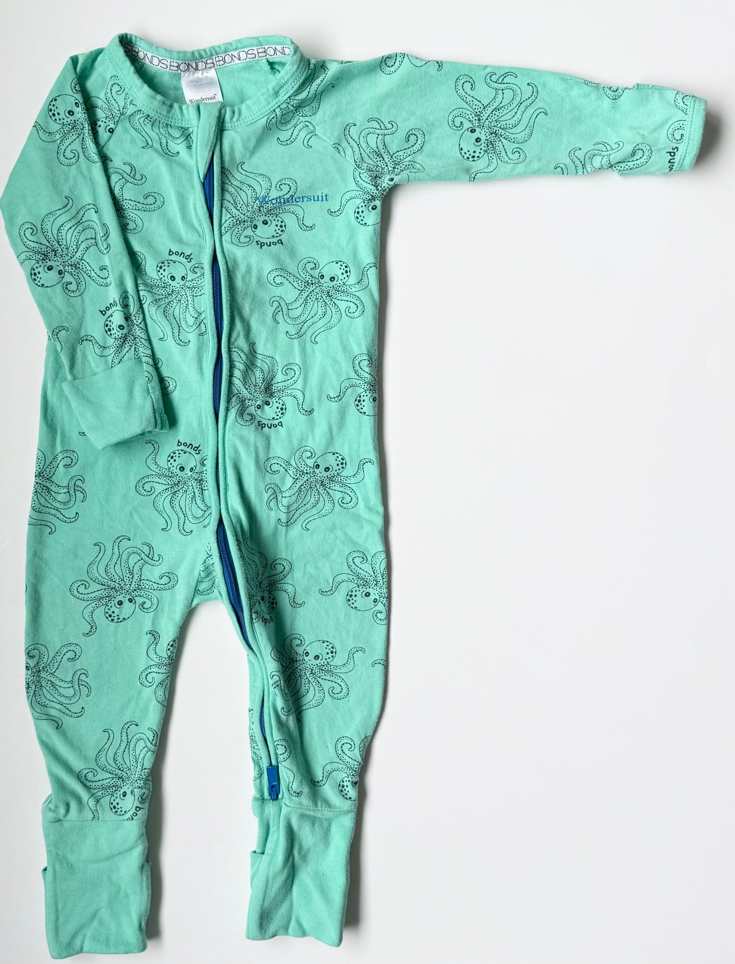 Bonds Wondersuit Green Octopus Sleeper Romper (6-12 Months)