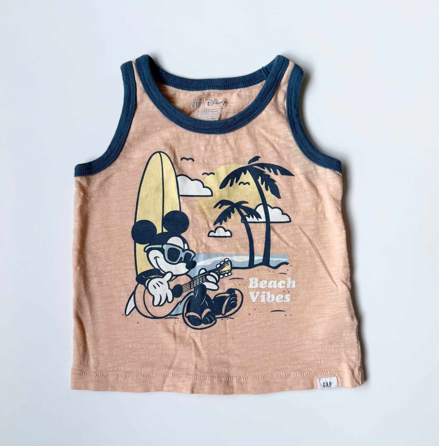 Baby Gap x Disney Orange Mickey “Beach Vibes” Tank Top (18-24 Months)
