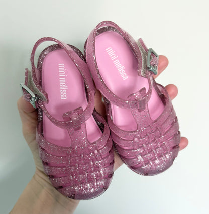 Mini Melissa Possession Pink Sparkle Jelly Sandals (7)