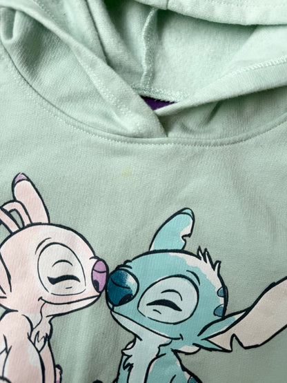 Disney Stitch & Angel Green & Blue Hooded Peplum Sweater & Leggings Set (4T)