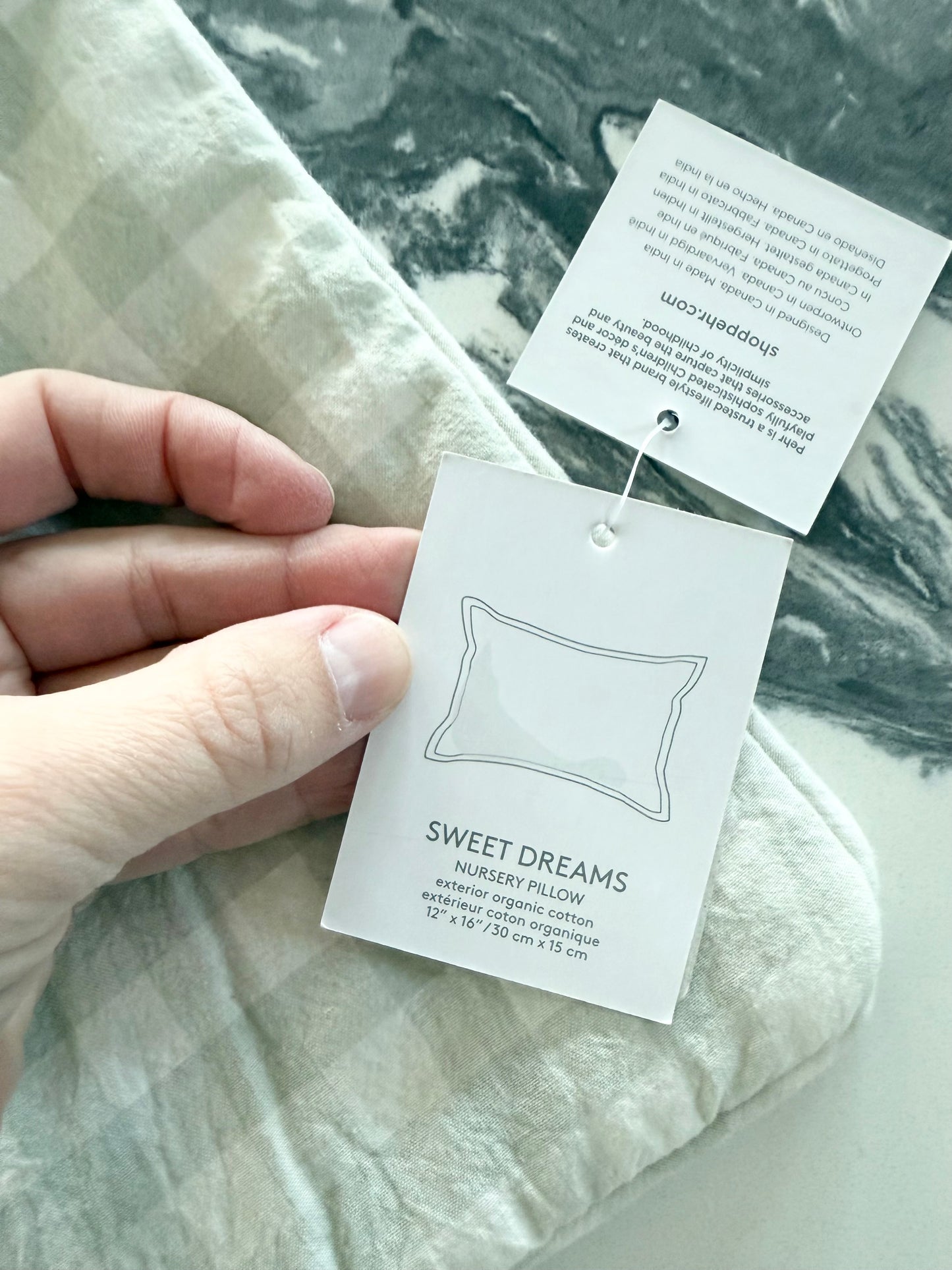 Pehr Checkmate Sweet Dreams Nursery Pillow Covers Set in Fog - New