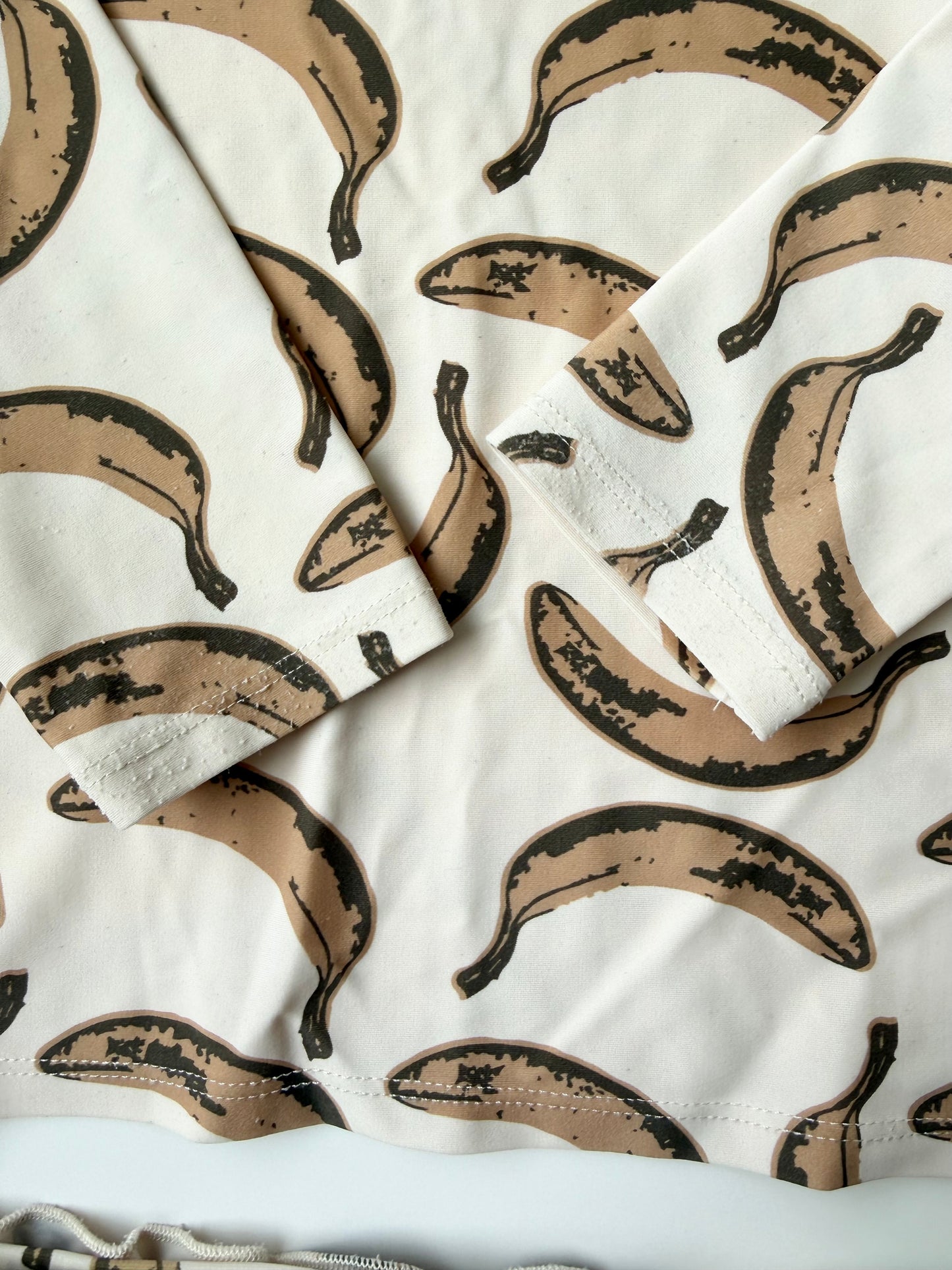 Little & Lively Beige Bananas Long Sleeve Two Piece Swimsuit Set (3T/4T)