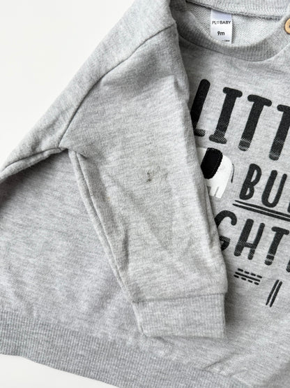 PL Baby Grey Elephant “Little But Mighty” Sweater (9 Months)