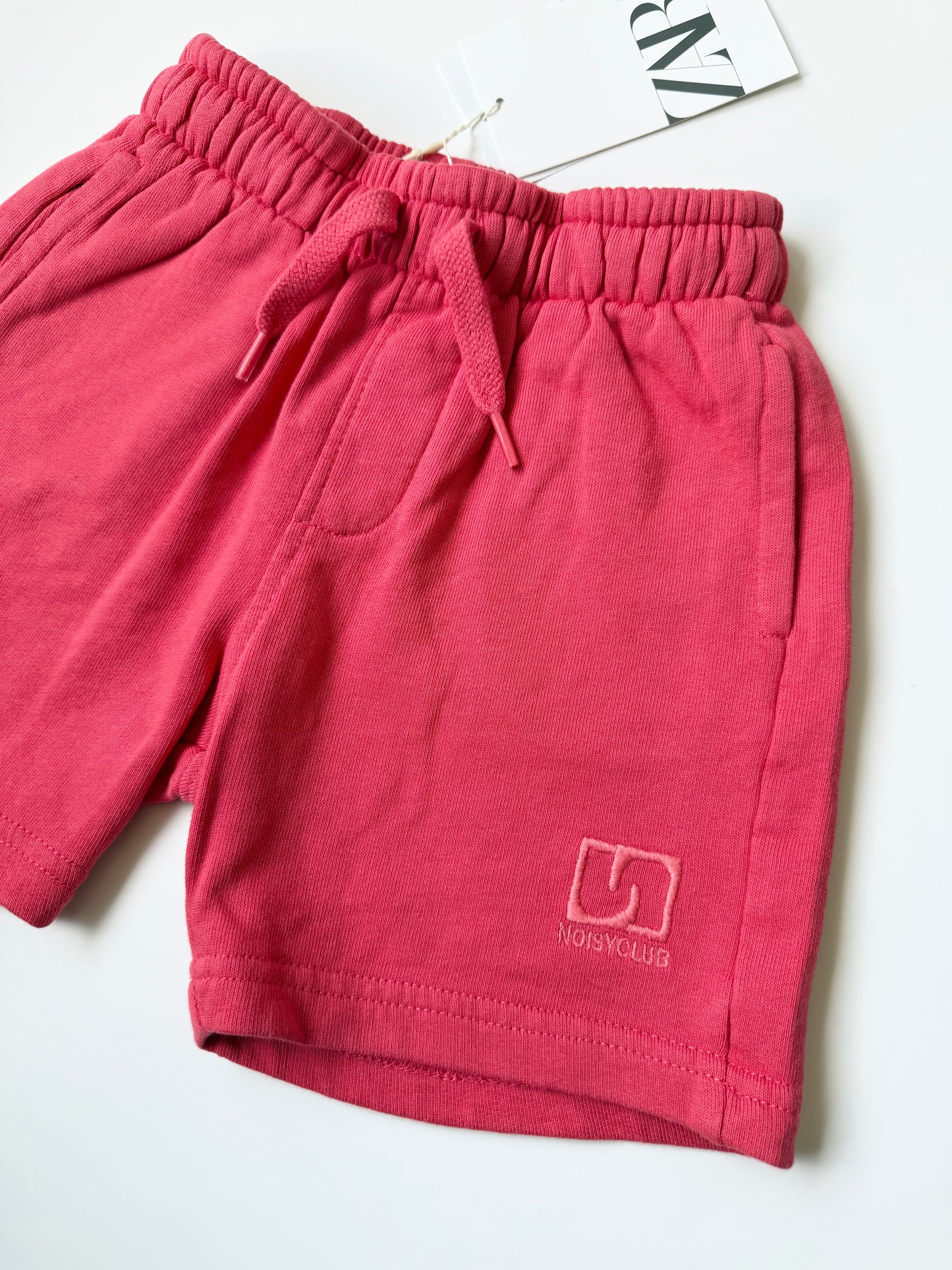 Zara Coral “Noisy Club” Sweat Shorts - New (3 Years)