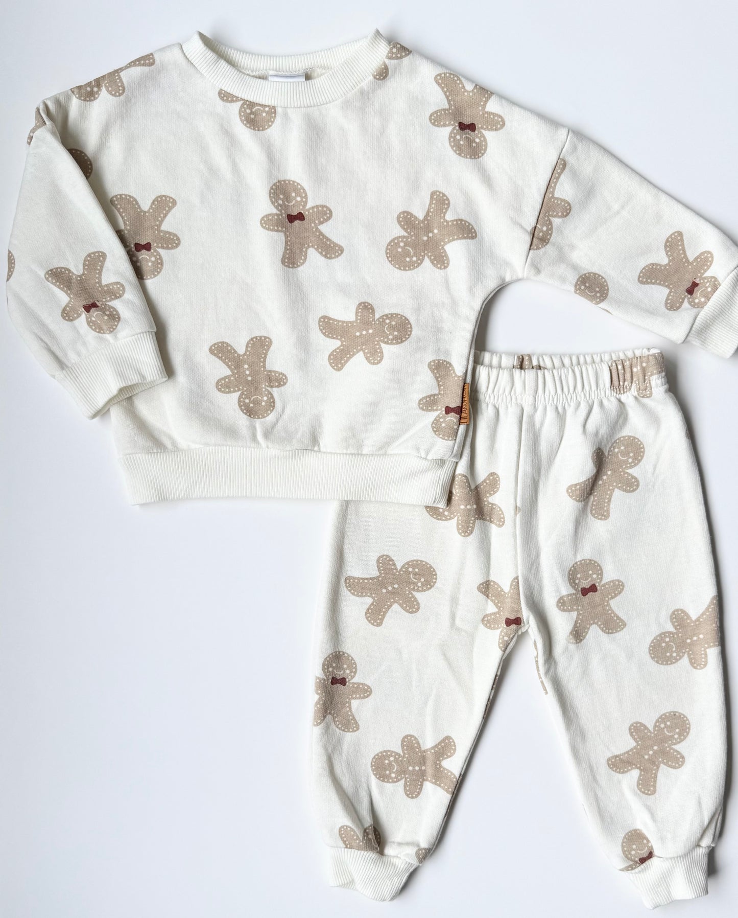 Lila & Jack White Gingerbread Men Sweater & Pants Two Peice Set (12-18 Months)