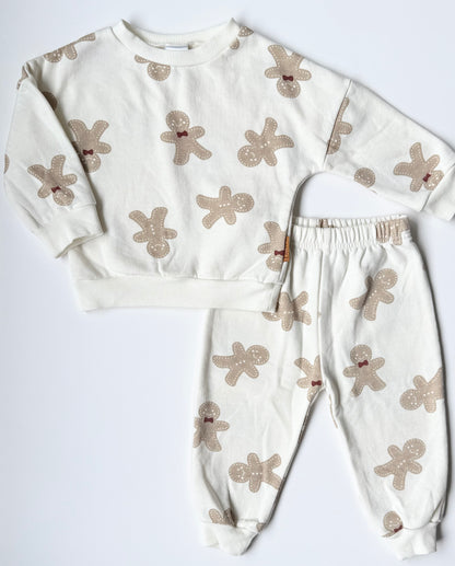 Lila & Jack White Gingerbread Men Sweater & Pants Two Peice Set (12-18 Months)