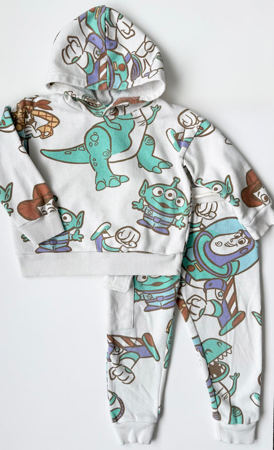 Disney Pixar x Toy Story White AOP Characters Hoodie & Pants Set (3T)