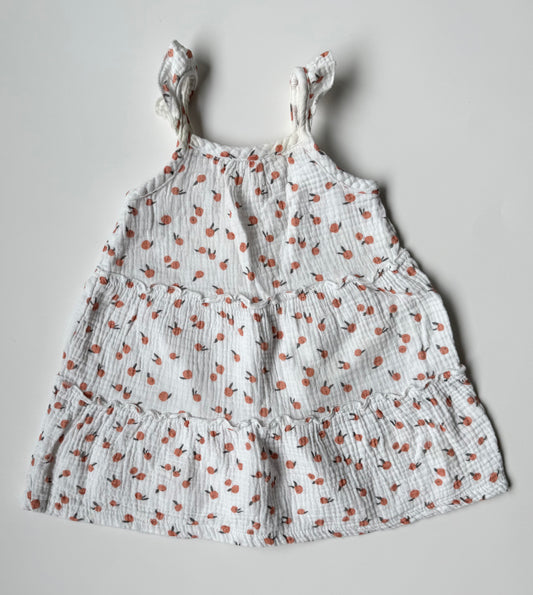 Rabbit & Bear White & Peaches Muslin Tank Tiered Dress (24 Months)