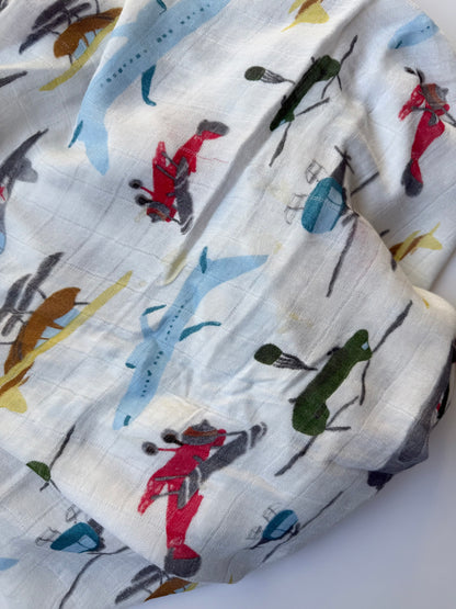 Little Unicorn Airplanes Muslin Bamboo Swaddle Blanket