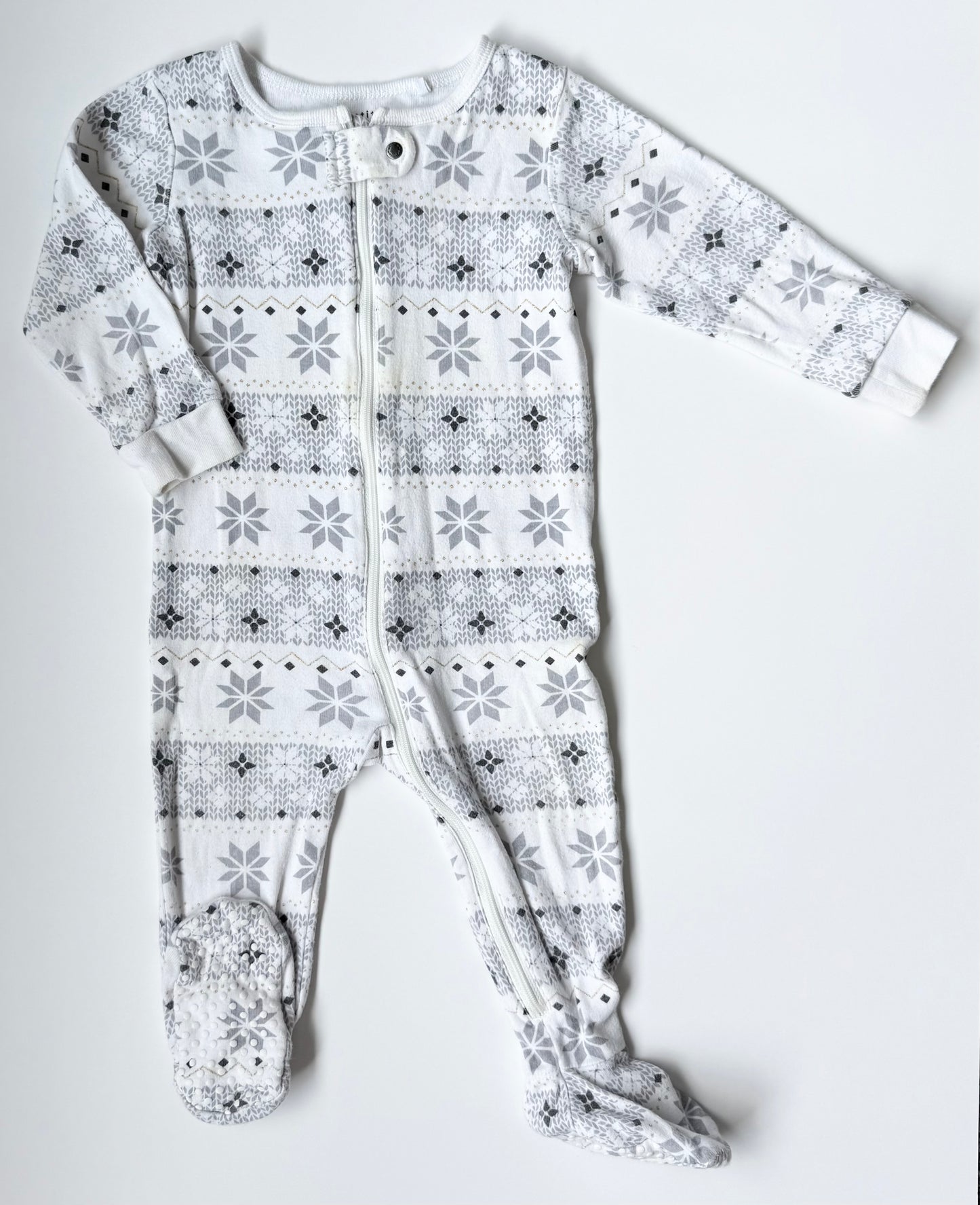 Petit Lem Silver Snowflakes Sleeper (12 Months)
