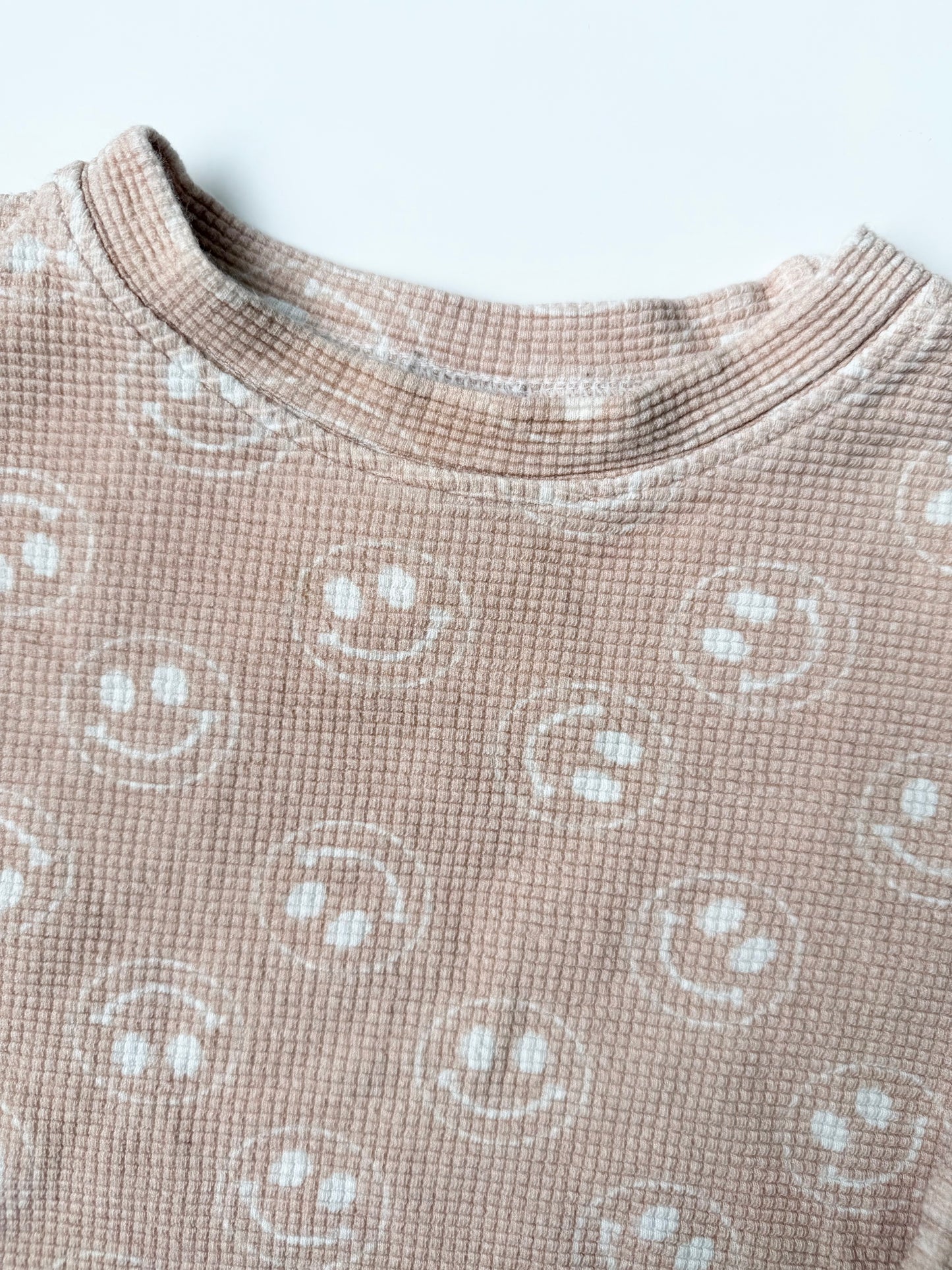 Dear Aspen Pink Smiley Waffle Sweater & Pants Set (2T)