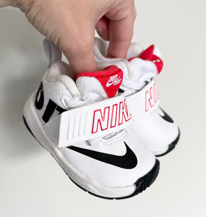 Nike Team Hustle D 8 White & Black & Red Accents High Top Stretch Lace & Velcro Sneakers (3)